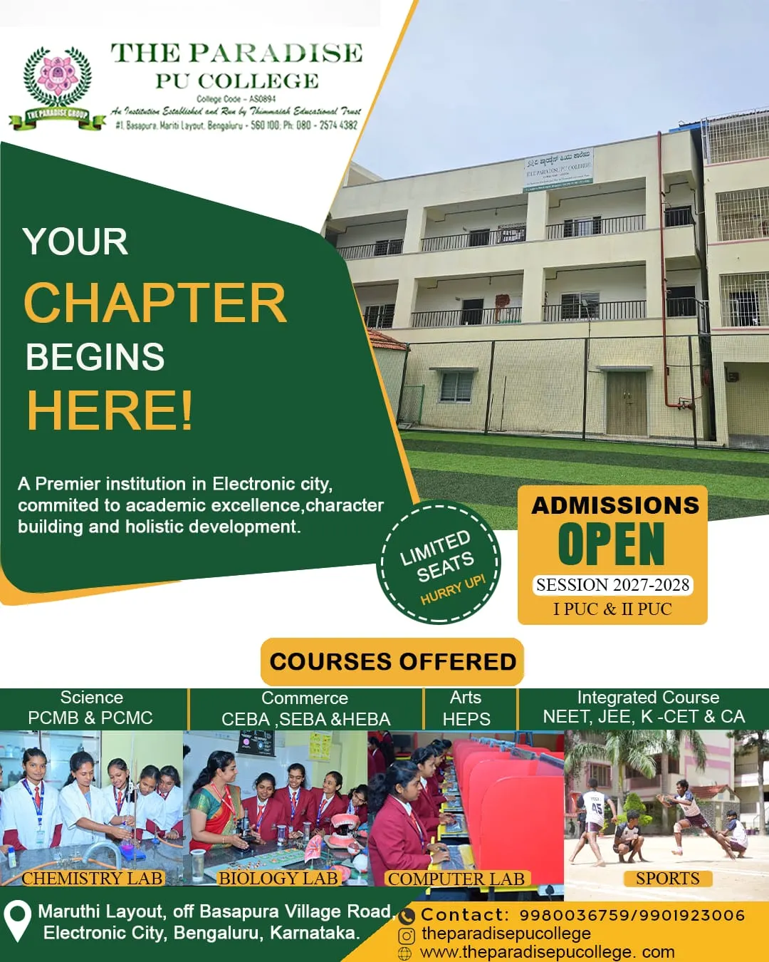 The Paradise PU College announcement